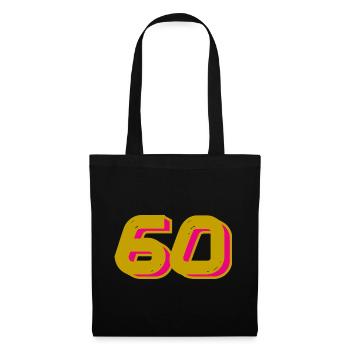 60. 60 ANS. 60e ANNIVERSAIRE. ANNIVERSAIRE 60 ANS. - Sac en tissu - noir - Devant