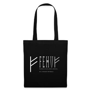 Lettrage Fehu design blanc - Sac en tissu - noir - Devant