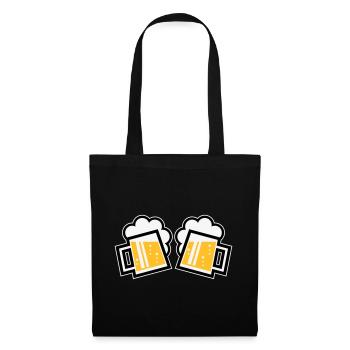 2 Bayrische Bierkrüge Prosten (Bier Maßkrüge / 3C) - Stoffbeutel - Schwarz - Vorne