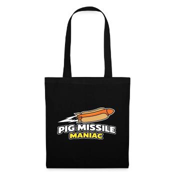 Pig Missile Maniac Drôle de Conception de la Roquette Hot Dog - Sac en tissu - noir - Devant