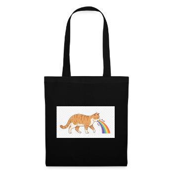 Chat crachant arc-en-ciel - Sac en tissu - noir - Devant