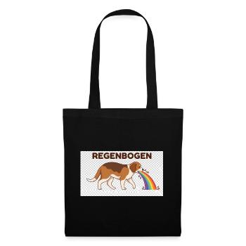 Beagle mit Regenbogenstrahl - Stoffbeutel - Schwarz - Vorne