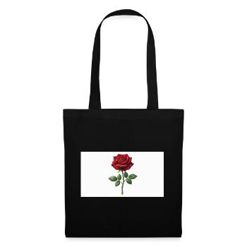 Rote Rose mit Tau-Tropfen - Stoffbeutel - Schwarz - Vorne