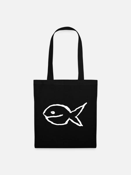 Fisch - Minimal Vektorgrafik - Stoffbeutel - Schwarz