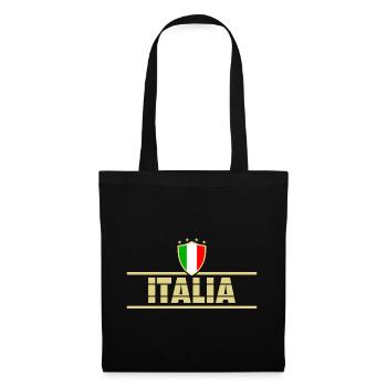 Fußball Flagge Fahne Italien Italia - Stoffbeutel - Schwarz - Vorne