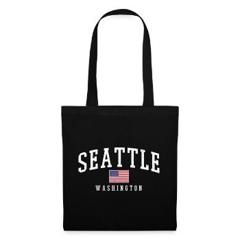 Seattle Flag & Skyline Vintage - Stoffbeutel - Schwarz - Vorne