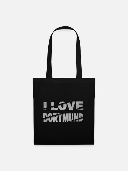 Dortmund Deutschland Stadt Schrift Skyline I Love - Stoffbeutel - Schwarz
