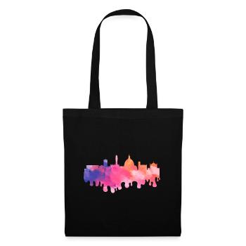 Florenz Firenze Italien Stadt Skyline Splash Bunt - Stoffbeutel - Schwarz - Vorne