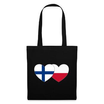 Finlande Pologne Drapeau Cœur - Sac en tissu - noir - Devant