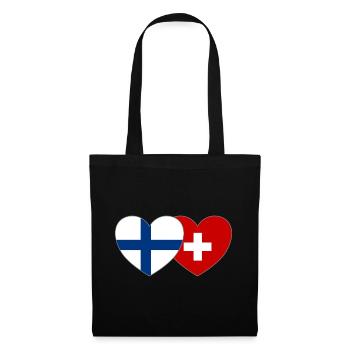 Finlande Suisse Flag Heart - Sac en tissu - noir - Devant