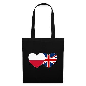 Polen Großbritannien Flagge Herz - Stoffbeutel - Schwarz - Vorne