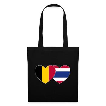 Belgien Thailand Flagge Herz - Stoffbeutel - Schwarz - Vorne