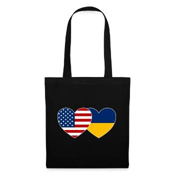 États-Unis Ukraine Flag Heart - Sac en tissu - noir - Devant