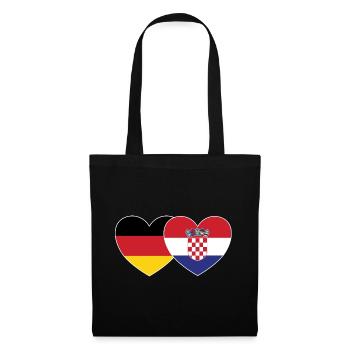 Deutschland Kroatien Flagge Herz - Stoffbeutel - Schwarz - Vorne