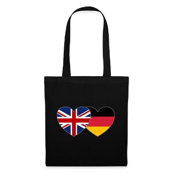 Royaume-Uni, Allemagne, Drapeau, Cœur - Sac en tissu - noir - Devant