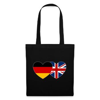 Deutschland Großbritannien Flagge Herz - Stoffbeutel - Schwarz - Vorne