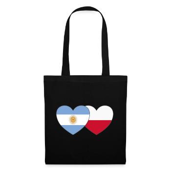 Argentine Pologne Drapeau Cœur - Sac en tissu - noir - Devant