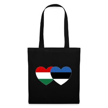 Ungarn Estland Flagge Herz - Stoffbeutel - Schwarz - Vorne