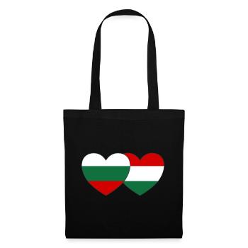 Bulgarien Ungarn Flagge Herz - Stoffbeutel - Schwarz - Vorne