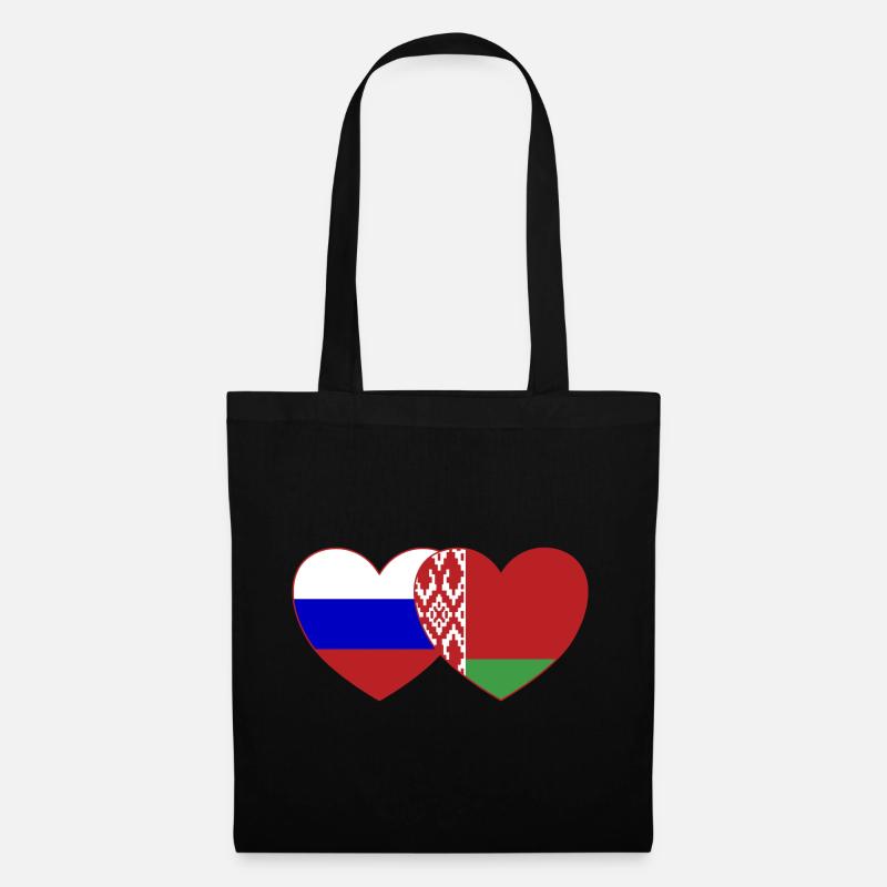 Russland Belarus Flagge Herz - Stoffbeutel - Schwarz