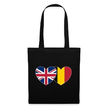 Großbritannien Belgien Flagge Herz - Stoffbeutel - Schwarz - Vorne