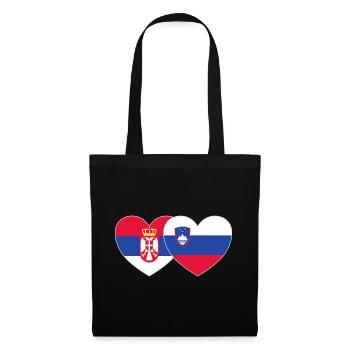 Serbia Slovenia Flag Heart - Tote Bag - black - Front
