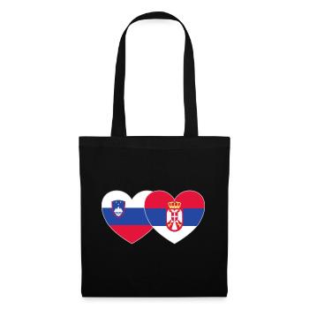 Slovenia Serbia Flag Heart - Tote Bag - black - Front