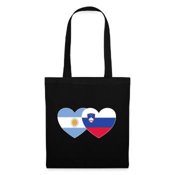 Argentina Slovenia Flag Heart - Tote Bag - black - Front