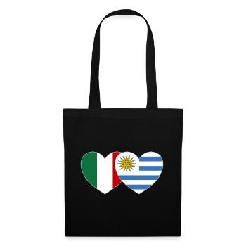 Italien Uruguay Flagge Herz - Stoffbeutel - Schwarz - Vorne