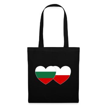Bulgarie Pologne Drapeau Cœur - Sac en tissu - noir - Devant