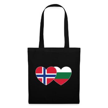 Norwegen Bulgarien Flagge Herz - Stoffbeutel - Schwarz - Vorne