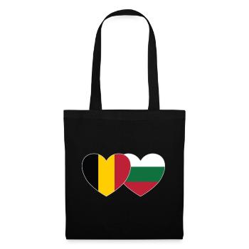 Belgien Bulgarien Flagge Herz - Stoffbeutel - Schwarz - Vorne