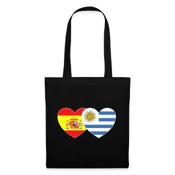 Spanien Uruguay Flagge Herz - Stoffbeutel - Schwarz - Vorne