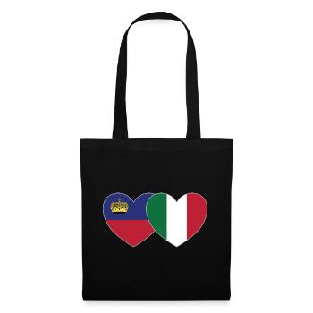 Liechtenstein Italien Flagge Herz - Stoffbeutel - Schwarz - Vorne