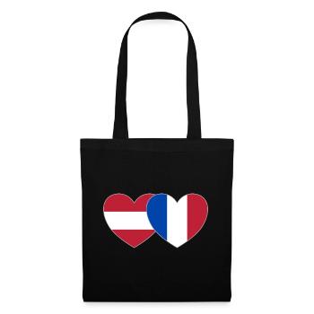 Austria France Flag Heart - Tote Bag - black - Front