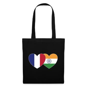 France India Flag Heart - Tote Bag - black - Front