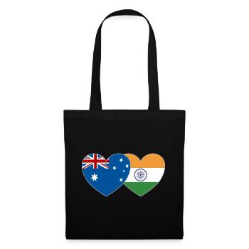 Neuseeland Indien Flagge Herz - Stoffbeutel - Schwarz - Vorne