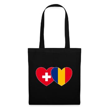 Switzerland Romania Flag Heart - Tote Bag - black - Front