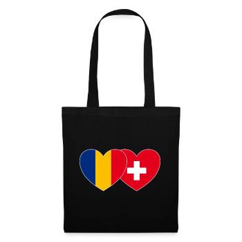 Switzerland Romania Flag Heart - Tote Bag - black - Front