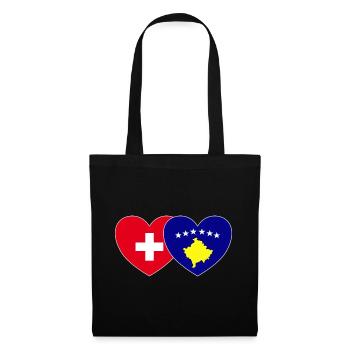 Suisse Drapeau du Kosovo Coeur - Sac en tissu - noir - Devant