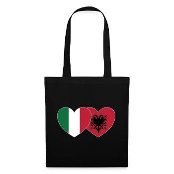 Italien Albanien Flagge Herz - Stoffbeutel - Schwarz - Vorne