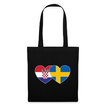Croatie Suède Flag Coeur - Sac en tissu - noir - Devant