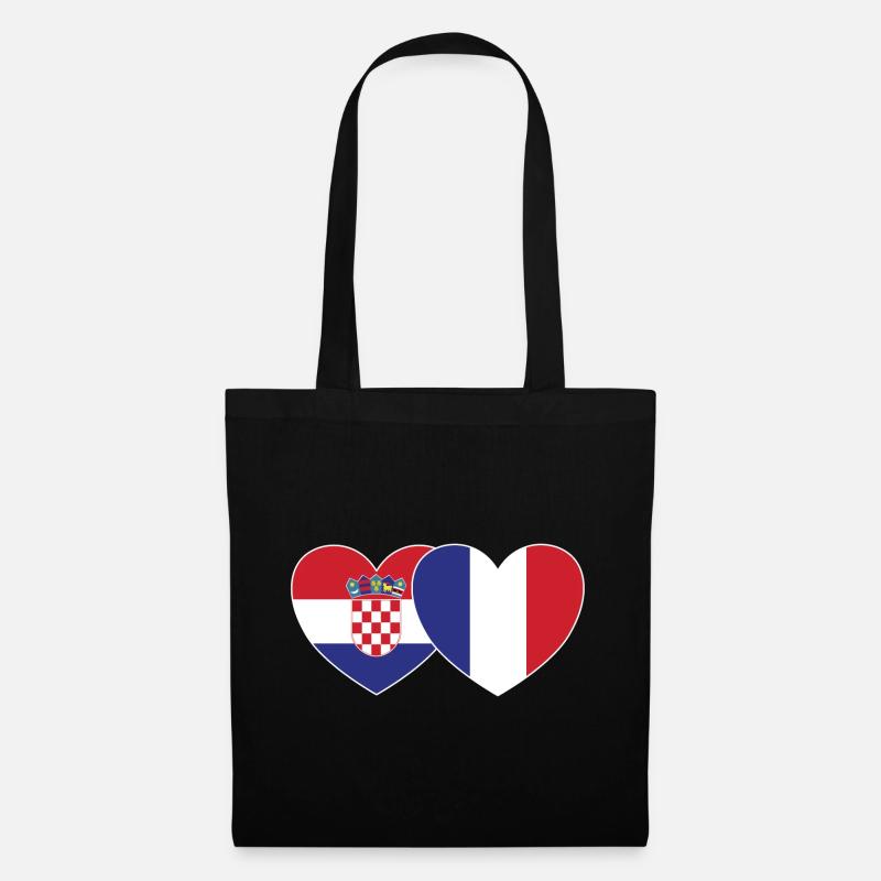 Kroatien Frankreich Flagge Herz - Stoffbeutel - Schwarz