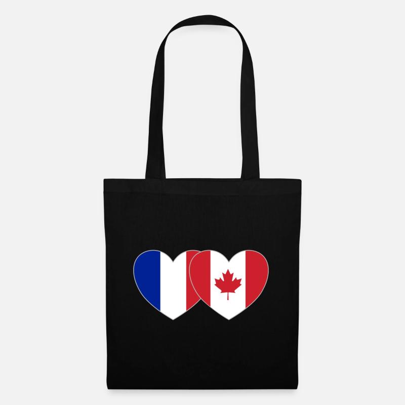 Frankreich Kanada Flagge Herz - Stoffbeutel - Schwarz