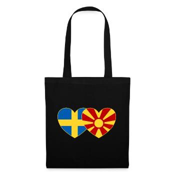 Schweden Mazedonien Flagge Herz - Stoffbeutel - Schwarz - Vorne