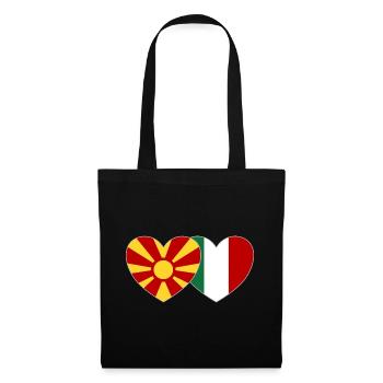 Mazedonien Italien Flagge Herz - Stoffbeutel - Schwarz - Vorne
