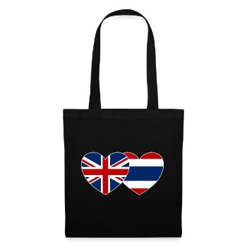 England Thailand Flagge Herz - Stoffbeutel - Schwarz - Vorne