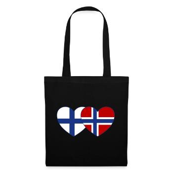 Finlande Norvège Flag Coeur - Sac en tissu - noir - Devant