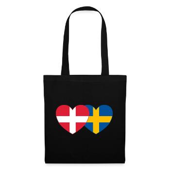 Dänemark Schweden Flagge Herz - Stoffbeutel - Schwarz - Vorne