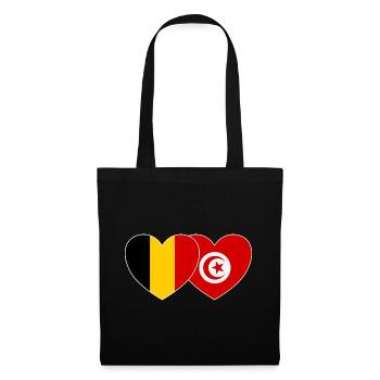 Belgium Tunisia Flag Heart - Tote Bag - black - Front